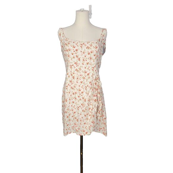 Reformation Dresses & Skirts - Reformation  Dress Sz 10 Hedy Faux Wrap Excellent Spring Mini Floral Guest Ivory